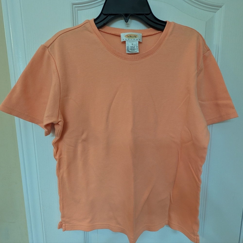 Talbots Petites Coral Short Sleeve Crew Neck Top - Picture 2 of 5
